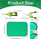 Reusable and Durable 5pcs Green Solid Lacquered ironsteel Garden Tool Set with Spade, rake, Shovel, and 6.5 inch Plant Shears, Waterproof repotting mat for Indoor and Outdoor Plants