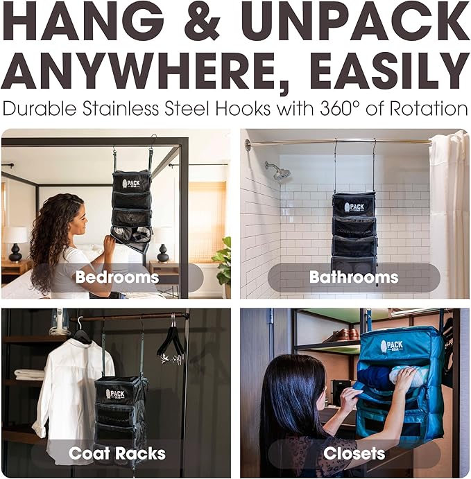 Pack Gear Hanging Carry-On Organizer - Our Fitted Hanging Luggage Organizer Perfectly Fits Any Carry On - Our Packing Cubes For Travel Use Mesh Windows to Make Finding Clothes Easy (Green, M)