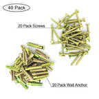 20 Pack Heavy Duty Hollow Wall Anchors with Screws, Loose Hinge Hole Repair Kits, Ideal for Concrete Wall, Hollow-Wall, Wooden Wall and Hinge Hole Repair (6x32mm)