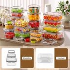 50 PCS Food Storage Containers with Lids Airtight (25 Containers & 25 Lids), 100% Leak Proof Meal Prep Container for Kitchen, BPA-Free Plastic(Polypropylene5), Microwave/Dishwasher Safe, Labels & Pen