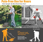 Rake for Leaves - 25 Tines Heavy Duty Metal Rake Set with Leaf Scoops & Collector Bag, Adjustable Rakes for Lawns, 3-in-1 Leaf Collection Tool for Efficient Yard Pine Needle Grass Cleanup 5FT