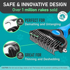 Maxpower Planet Dog Rake and Dog Hair Brush - Gently Removes Loose Undercoat, Mats and Tangled - Deshedding Grooming Tool for Dogs & Cats - Self Cleaning Slicker Brush - All Hair Types