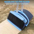 Broom and Dustpan Set for Home 2026 Indoor Outdoor Broom with Dustpan Combo Set Upright Dust Pans with Long Handle Angle Broom for Kids Garden Pet Hair Lobby Wood Floor Kitchen