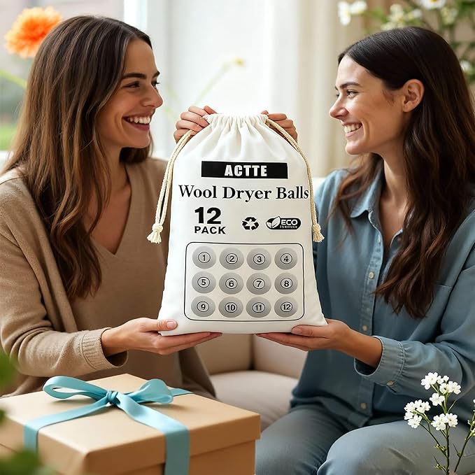 Wool Dryer Balls Laundry, XL(2.7") 12 Pack, Premium Fabric Softener Ball, Reusable, Anti Static, Chemical Free Natural Wool Balls for Dryer, Laundry Dryer Balls – 100% New Zealand Wool