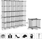 TUMUCUTE Wire Cube Storage Organizer, 25-Cube Modular Mental Grids Bookshelf, DIY Stackable Closet Cabinet for Bedroom Living Room, Office, Iron