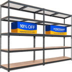 HOMEDANT 5 Tier Laminated Boltless Heavy Duty Garage Storage Adjustable Wide Size Metal Shelving Unit Utility Rack Shelves Organization Multipurpose Shelf Shed Warehouse 47.7"W x 18.2"D x 71.3"H 2Pack