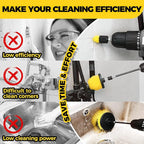 Holikme 8 Piece Drill Brush Attachments Set, Power Scrubber with Extend Long Attachment，Cleaning Supplies for Bathtub, Shower, Grout, Tile(Yellow)