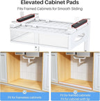 Under Sink Organizer, 2 Tier Pull Out Under Cabinet Organizer Shelf with Pad for Framed Cabinets, Metal Slide Out Under Sink Storage, Mesh Sliding Drawers for Kitchen Bathroom Laundry(White, 1 Pack)