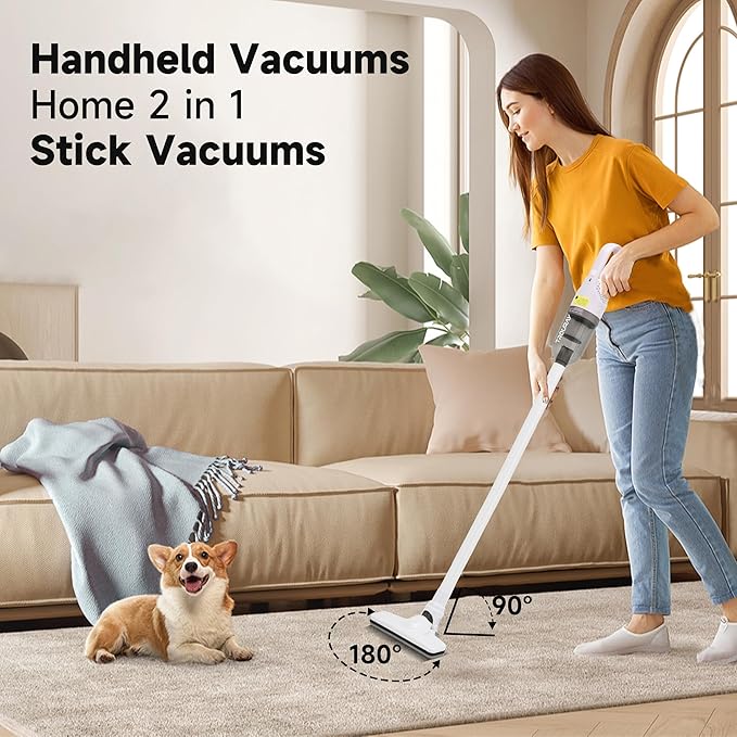 Handheld Vacuum Cleaner,Ultra-Lightweight Mini Portable Vacuums for Home, 6 in 1 Stick Vac Cleaners for Car,Pet Hair(Green Cordless)