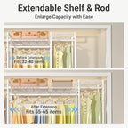 VIPEK X30 Expandable Clothes Rack Adjustable from 5' to 6'11", 950lbs Capacity Heavy Duty Portable Closet with 4 Hanger Rods & 7 Wire Shelves, Metal Wardrobe System for Reach-in Closet, White
