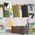 Tool Bag Zipper Pouch, Premium Tool Pouch, Utility Multipurpose Storage Organizer Tool Pouches with Carabiner Metal Zipper for Tools (6 Pack, Tan, Navy Green, Black, Light Brown, Grey, Mocha)