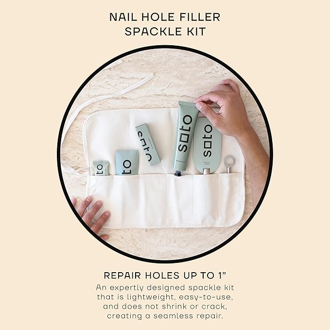 soto Small Hole Repair, White Spackle, 7-Piece Kit (No. 01 Perfect White) - High Strength Small Hole Repair Kit for use on: Walls, Drywall, Ceiling, Furniture, Cabinets