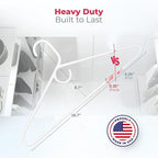 Neaties Heavy Duty Clothes Hangers 6 Pack – Made in the USA – 8lb Capacity Plastic Hangers for Adult Clothing – Durable for Pants, Coats, Jackets, or Jeans – White & Blue