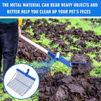 Tandefio 2 Pack Pitchfork Replacement Head Metal Horse Manure Rake Gardening Pitch Fork with Angled Tines for Horse Stall Poop Picking up(Blue)