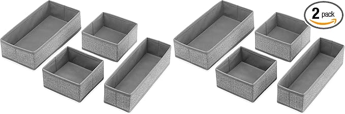 Whitmor 6283-9871 Set of 4-Crosshatch Gray Drawer Organizer (Pack of 2)