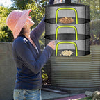 3 Layer Herb Drying Rack, Herb Drying Rack Hanging Mesh, Foldable Bud Drying Net with U-Shaped Zipper, Hooks, for Drying Herbs Plants, Flowers, Fruits, Food, Camping (3 Layers-23.62'')