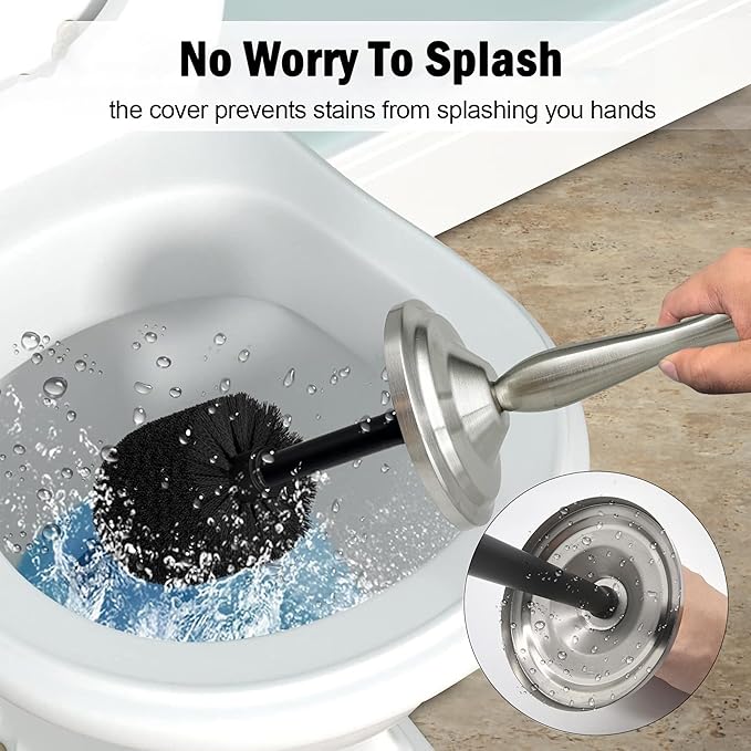 Brushed Nickel Toilet Bowl Brush with Holder, Durable Bathroom Cleaning Tool, Modern Design for Easy Toilet Maintenance, Bathroom Cleaner Brush for Efficient Cleaning and Hygiene