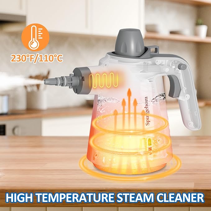 Spurgehom Handheld Steam Cleaner, Portable Steamer with 11 PCS Accessory & Safety Lock, Large Capacity Steam for Cleaning, Multipurpose Steam Cleaner for Home, Car, Window
