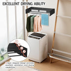 FOCHIER F Laundry Drying Rack Wall Mounted Clothes Drying Rack Collapsible with 5 Aluminum Rods and Drilling Template Long Screwdriver Bit 60 lbs Capacity (Black, 23.6“)