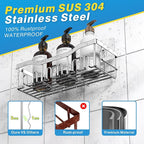 5-Pack Rustproof Stainless Steel Shower Caddy – No Drill Adhesive Bathroom Organizer with Large Capacity, Spacious Shower Shelves for Inside Shower, Kitchen & Home Decor Storage-XL Size