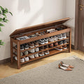 Shoe Rack Bench Seat Rubberwood 3-Tier Wooden Storage Bench 550lbs Compact Mid-Century Modern Design for Entryway, Hallway, Closet, Front Door Entrance, Foyer