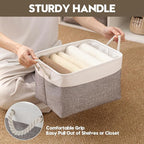 Storage Basket for Organizing - 15.7x11.8x8.2 inch Large 3 Pack Collapsible Storage Bins for Shelves, Fabric Storage Cubes for Gift Closet Linen Organization (White & Grey)