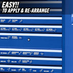 Toolbox Organization Magnetic Labels-80 Large Tool Chest Organizer Labels-Strong Magnets-Fits All Brands of Steel Tool Box Drawers (Blue 3.125x1.0 in)