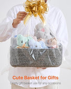 Small Woven Basket, 13.5 x 9.5 x 5 Inches, Storage Basket for Organizing, Cute Small Rope Shelf Closet Cube Storage Bins Baskets for Shelves, Dog Toy Gift Baskets Empty, 3 Pack Mixed Black