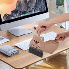 LOGOFUN Mini Dustpan and Brush Set Cartoon Small Broom and Dustpan with Bear Pattern for Home Office Desktop Cleaning Tool - Brown