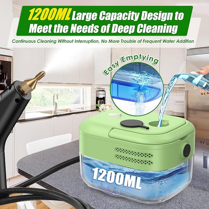 7-in-1 Handheld Steam Cleaner, 2200W High Pressure Steam Cleaner, 1.2L Portable Car Steam Cleaner for Home Kitchen, Bathroom, floor and Car Cleaning, 10s Fast Heating High Pressure Steam Cleaning