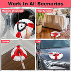 Mop Heads Replacements Complete Combo for O-Ceda,4 Pcs Red Machine Washable Microfiber Spin Mop Refills Replace Heads,1 Scrub Brushs,1 Base,1 Set Handle,Spin Mop Replacements for Tub and Tile Cleaning