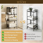 TETOTE 4-Tier Towel Rack for Bathroom M-Shaped Detachable Dividers & Hooks, Free Standing Towel Holder Bathroom Towel Storage Organizer for Pool, Kitchen, Laundry, Black