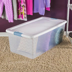 Sterilite 20-Pack Latching Box, Under Bed Storage Bins with Lids, Clear Plastic, 106 Quart - Heavy-Duty Organizing Containers for Closet, Bathroom, and Office