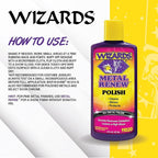 Wizards Metal Polish Cream Metal Renew - Cleans, Shines and Protects All Metals - Cream Fast-Cut Polish and Stainless Steel Cleaner - High Gloss Metal Polish - 8 oz