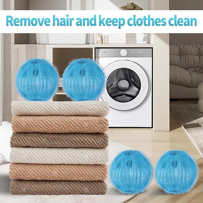 Pet Hair Remover for Laundry - 12Pcs Spring-Coil Nylon Balls – Proven 99% Hair Removal, Reusable Lint Catcher for Washer/Dryer – Dog Cat Fur Remover