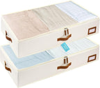 OrganiHaus Under Bed Storage Containers, Bedroom Storage and Organization Bins, Clothes Organizer for Closet with Clear Cover and Reinforced Handles - Set of 2 33x17x6 inches Off-White