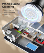 LyriFine Electric Spin Scrubber, New Full-Body IPX7 Waterproof Bathroom Cleaner Brush, Shower Scrubber with Long Handle & 2 Speed, Heads Replacement, Cleaning Supplies for Tub Shower Tile Floor