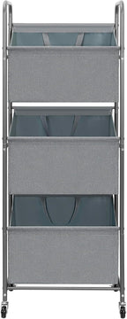 STO STO 3-Tier Vertical Rolling Laundry Hamper with Removable Bags, 120L Stackable Laundry Sorter Basket, Clothes Hamper with Wheels for Small Spaces, Closet, Bedroom, Bathroom, Laundry Room, Gray