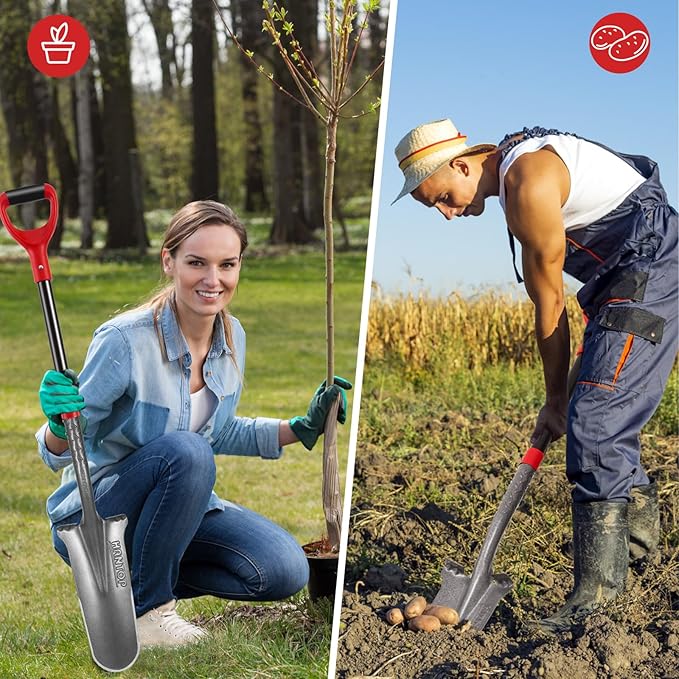 Drain Spade with Fiberglass Handle Root Saw Spades Garden Shovel for Digging,Trenching,44 inches