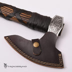 Genuine Viking Bearded Axe - 1095 Carbon Steel, 55-58 RC Hardness - Includes Leather Cover, 21.6 Inches