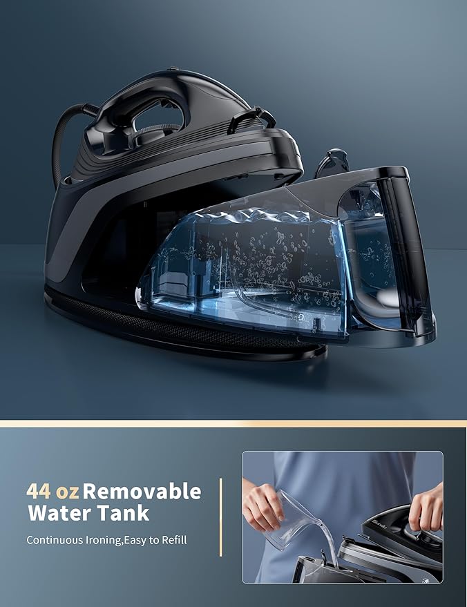 Sundu Steam Iron,40g/min Continuous Steam,44 OZ Removable Tank,Built-In Pump,Ceramic baseplate,Iron Lock For Easy Carry, Steamer Ideal For Home Use