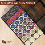 Homsorout Coffee Bar Organizer - Coffee Station for Countertop, Metal and Wood K Cup holder Storage Basket with Drawer for Syrup, Cups, Stirrer, Condiment, Tea Organizer, Brown