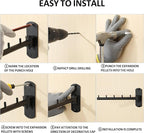 Swing Clothes Hanger Rack,2-Pack Garment Racks Wall Mounted Clothes Bar-Hanger Holder Hooks Heavy Duty Folding Drying Rack Space Saving Clothing Hanging System Closet Storage Organizer,Black