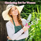 Gardening Tools, 8 Pcs Heavy Duty Floral Garden Tool Set Birthday Gifts for Women WANCHI Rose Red Gardening Kit (Garden Tool Bag Kneeling Pad Weeder Fork Hand Rake Pruning Shears Trowel Transplanter)