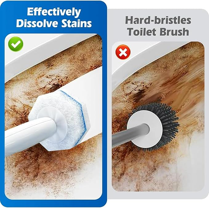 Disposable Toilet Wand Refill Compatible with Clorox, 50 Count Disposable Heads for Deep Cleaning