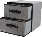Linen Closet Organizer and Storage, Fabric Storage Drawer Organizer with 2 Drawers for Underwear, Sock, Bra, Small Items, 121212 INCH (Gray)