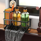 Cisily Dish Soap Dispenser, 16 fl Oz Dual Kitchen Soap Dispensers with Sponge Holder, Customized Stainless Steel Kitchen Soap Dispenser Set, Modern Hand and Dish Soap Bottle Set Removable