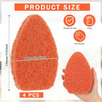 Baderke 4 Pcs Tub Tile Scrubber Cleaning Brush Pads (Without Handle) Brush Non-Scratch Scouring Pads for Shower Bathroom Buildup Toilet Wall Floor (Orange)