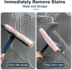 Professional Window Squeegee,2-in-1 Window Cleaner with 56" Long Stainless Steel Handle,Window Washing Kit, Glass Door Cleaner,Multi-Use Car Windshield Cleaning Tool for Gas Station, Glass,Shower