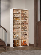 ANTBOX Portable Shoe Rack Organizer for Closet Entryway, Stackable Sneaker Storage Shoe Cabinet with Magnetic Clear Door, Large Plastic Storage containers Bins with Lids 9 Tiers 36 Pairs